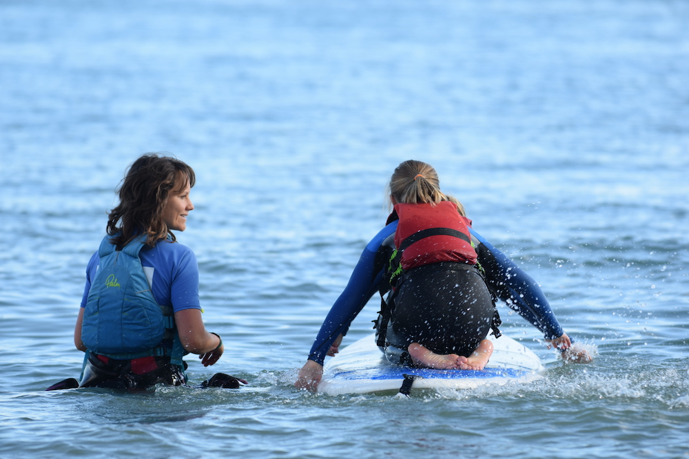 Outdoor instructor with child